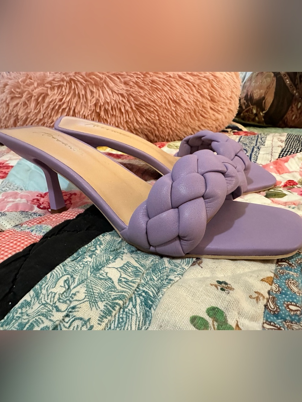 Arromic lavender mule kitten heels